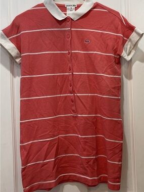 Lacoste Pink and White Striped Polo Women’s Size 36